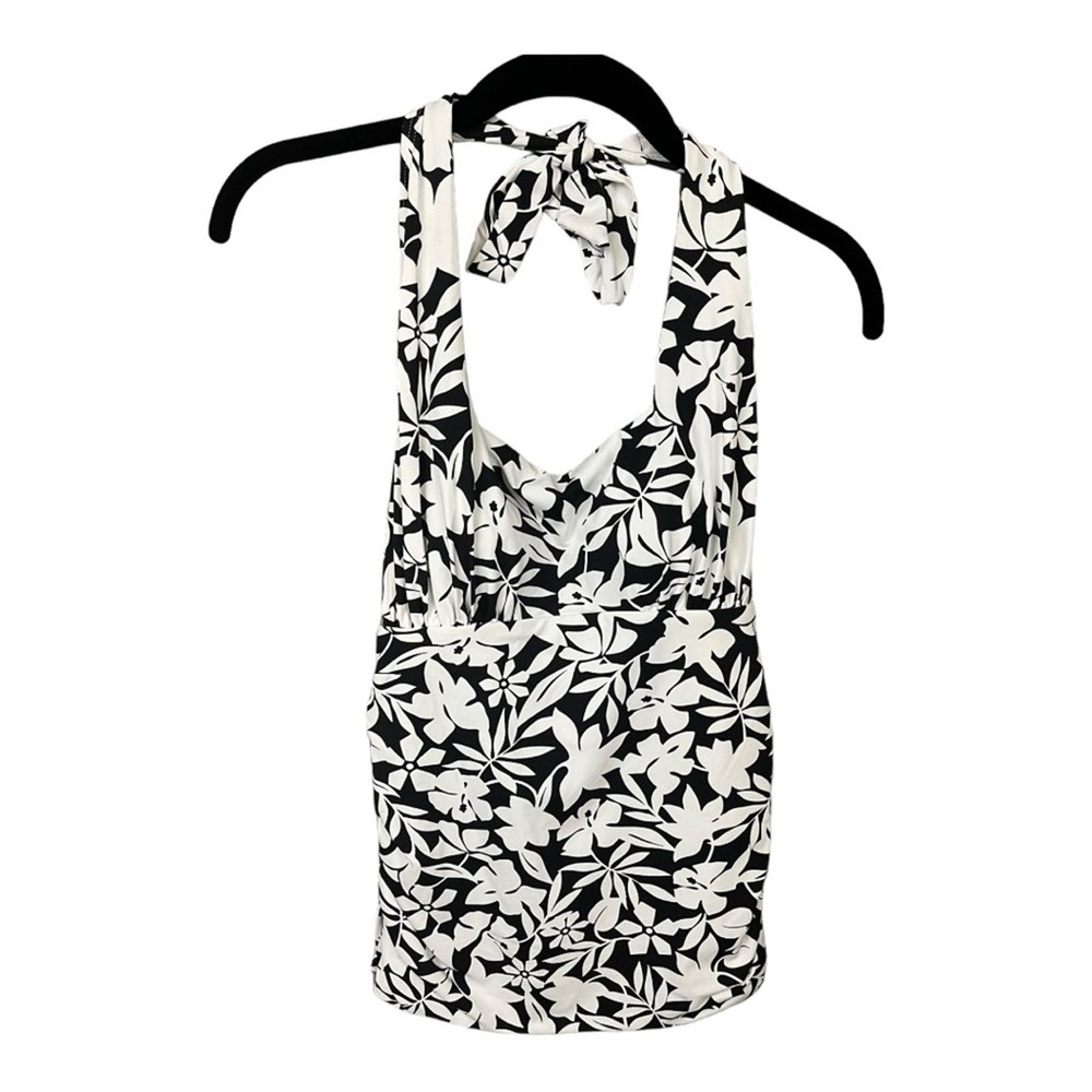 Lands' End Square Neck Halter Tankini‎ Swimsuit Top in Havana Print Size 4 NWT - Picture 4 of 8